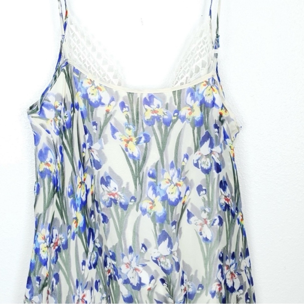 Johnny Was Cream Slip Midi Dress with Blue and Green Floral Print - Picture 3 of 11